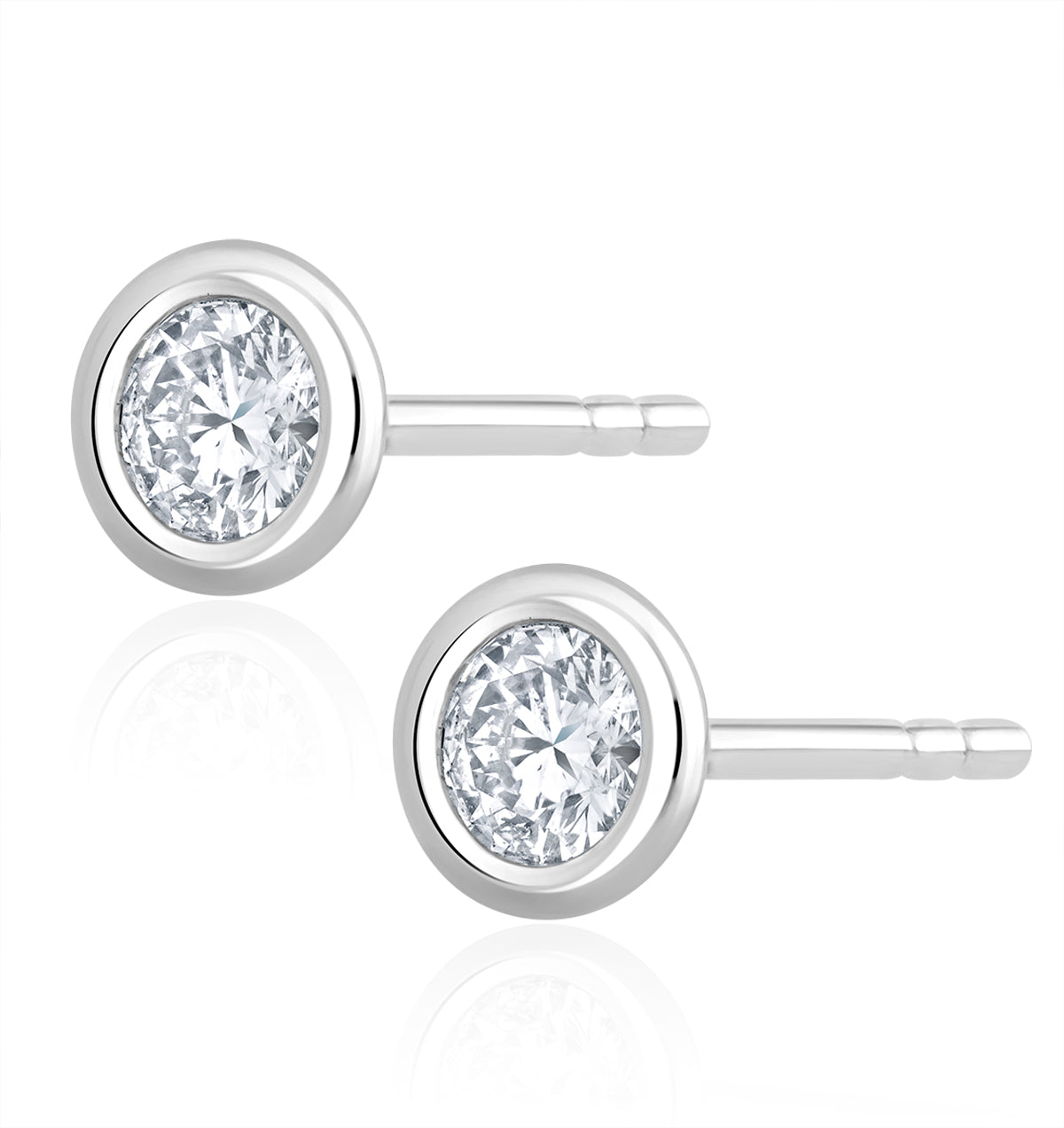 0.50ct Lab Diamond Rub Over Stud Earrings in 9K White Gold - 5.6mm